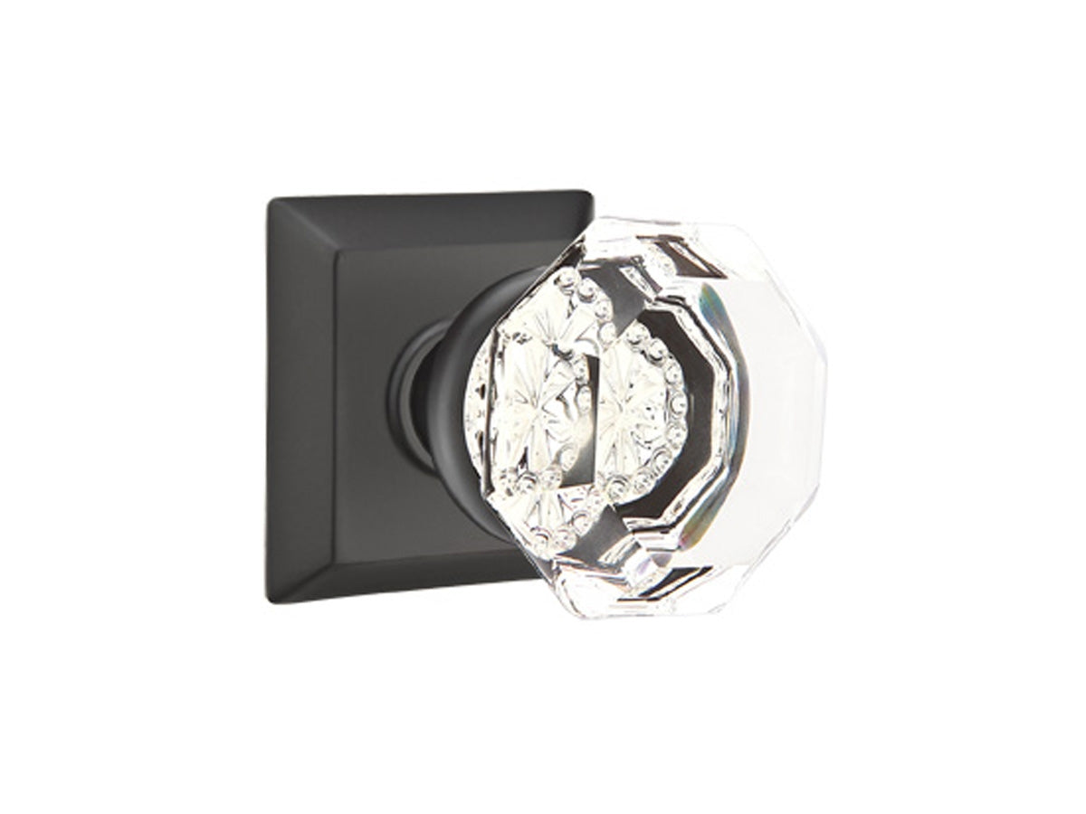 Emtek Old Town Clear Crystal Knob Flat Black US19
