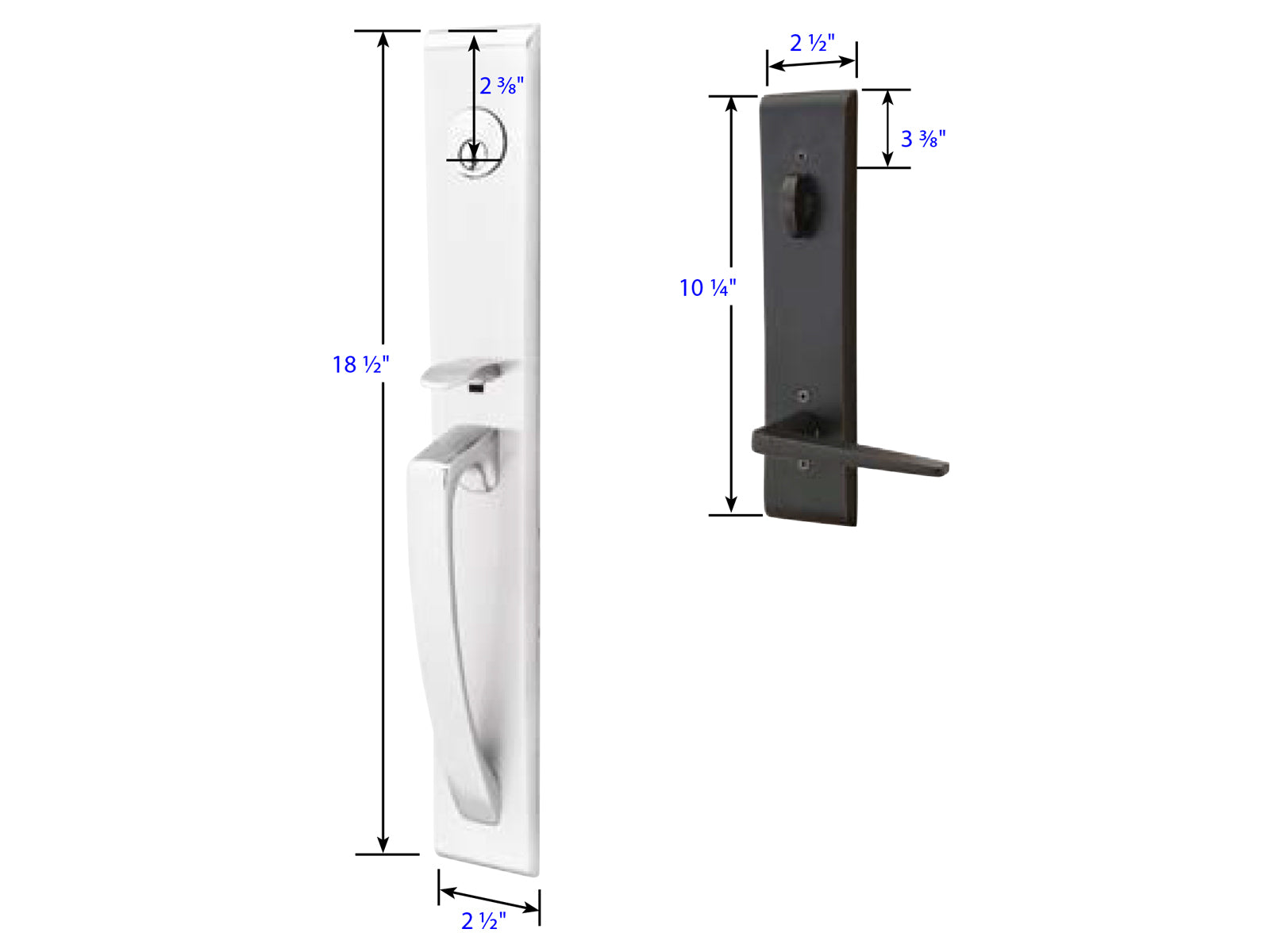 Emtek Orion Tubular Entry Handleset Dimensions