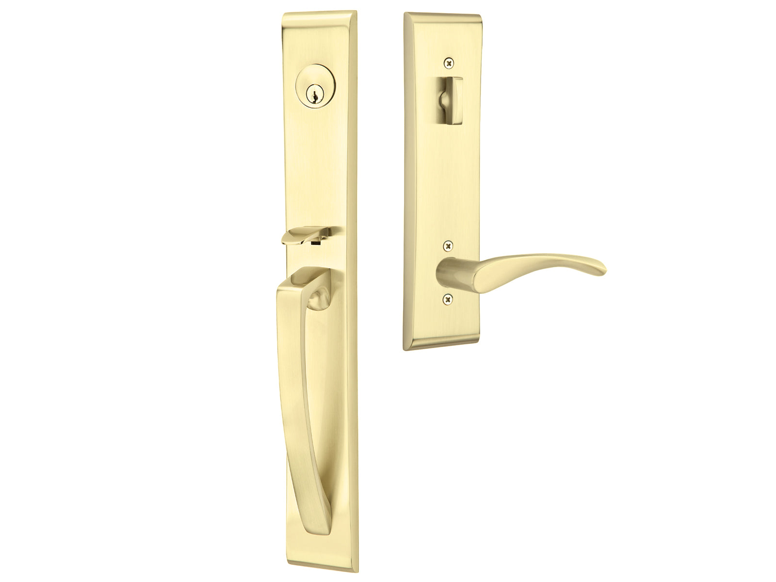 Emtek Orion Tubular Entry Handleset Satin Brass US4