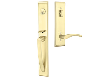 Emtek Orion Tubular Entry Handleset Satin Brass US4