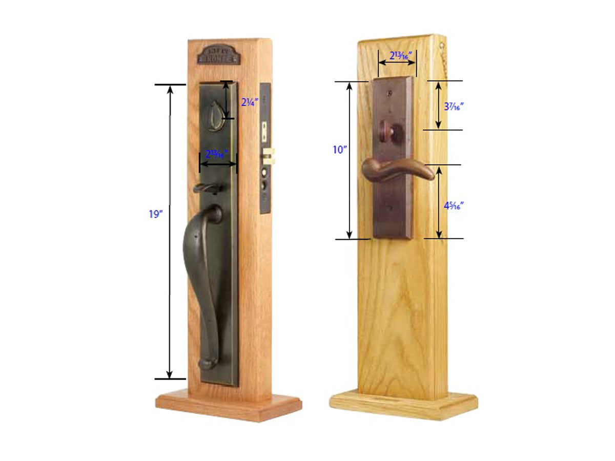 Emtek Rectangular Full Length Mortise Entry Handleset - Dimensions