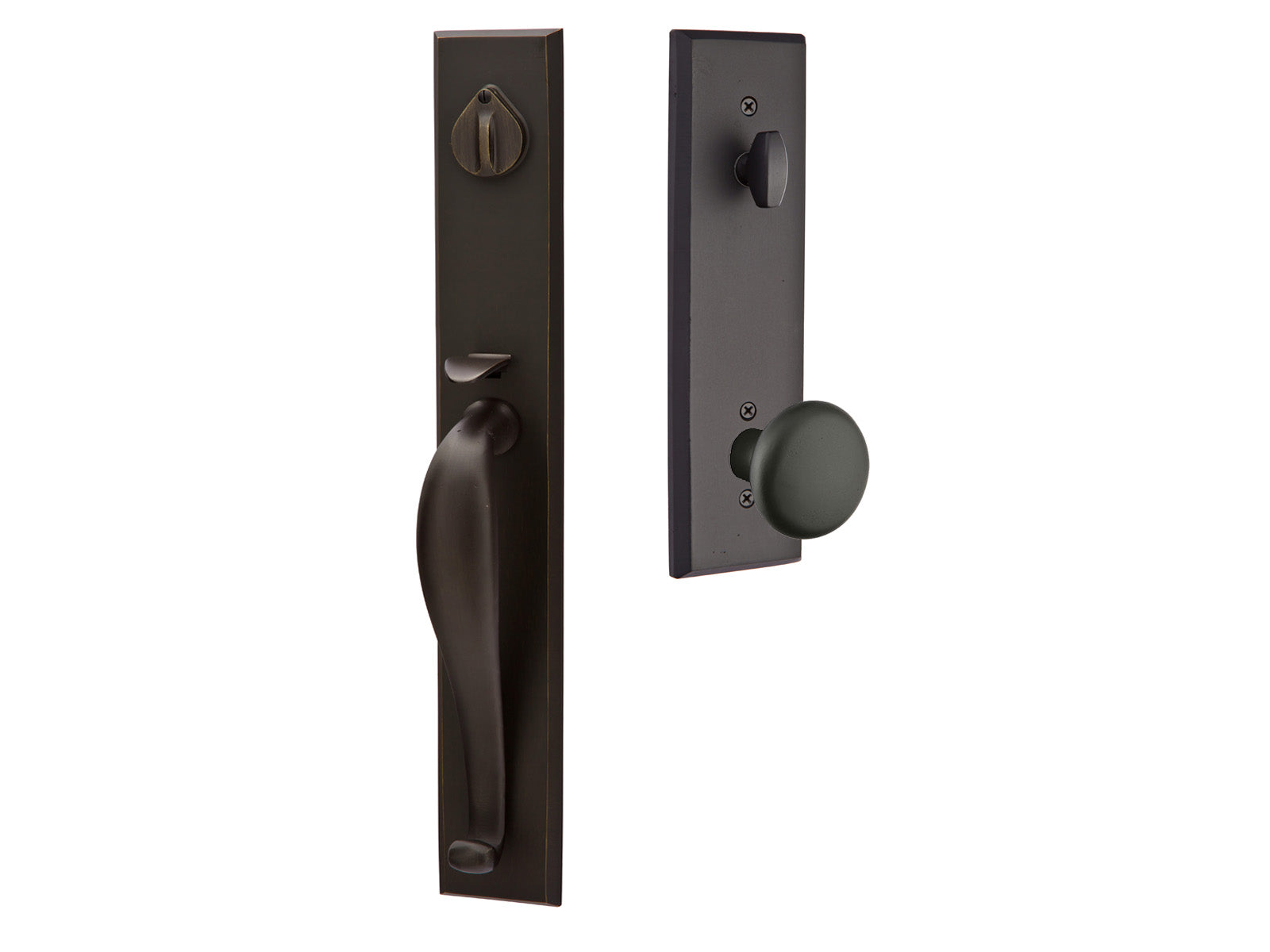 Emtek Rectangular Full Length Mortise Entry Handleset Flat Black Bronze Patina FB