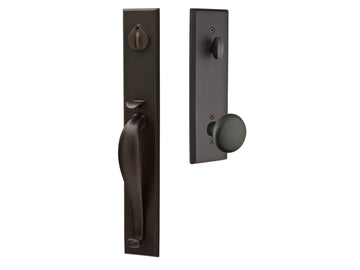 Emtek Rectangular Full Length Mortise Entry Handleset Flat Black Bronze Patina FB