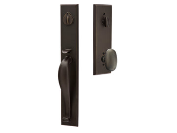 Emtek Rectangular Full Length Mortise Entry Handleset Medium Bronze Patina MB