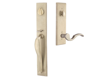 Emtek Rectangular Full Length Mortise Entry Handleset Tumbled White Bronze TWB