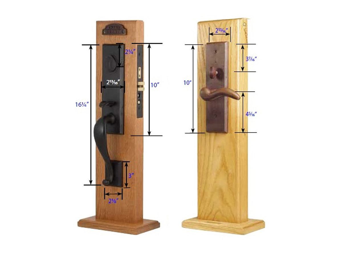 Emtek Rectangular Monolithic Mortise Entry Handleset - Dimensions