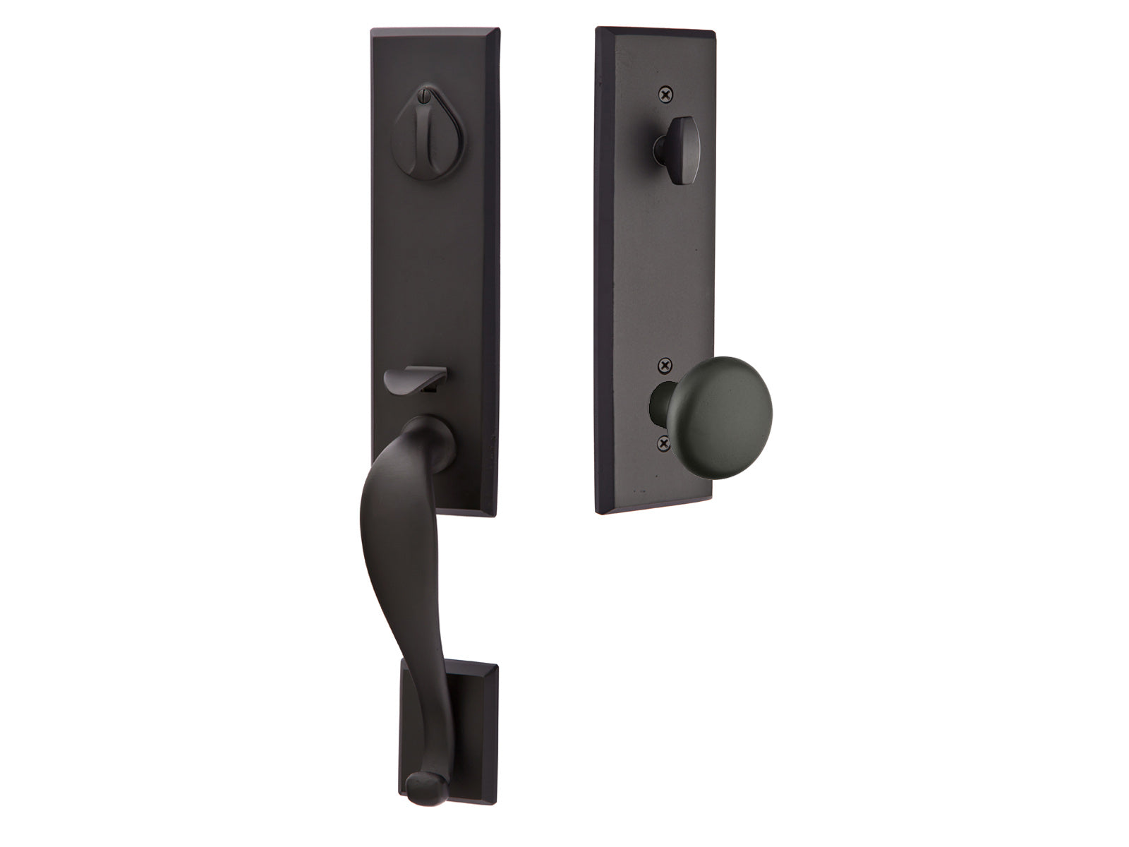 Emtek Rectangular Monolithic Mortise Entry Handleset Flat Black Bronze Patina FB