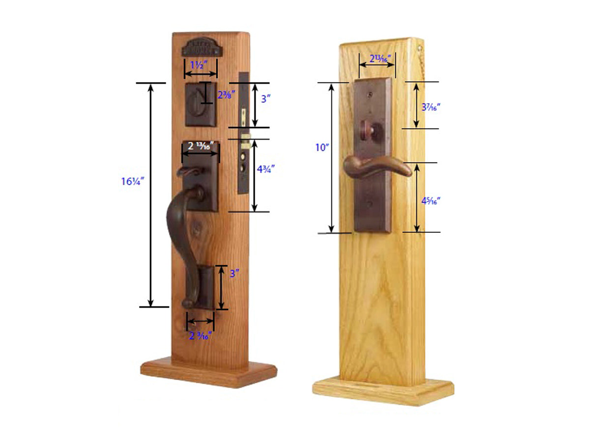 Emtek Rectangular Sectional Mortise Entry Handleset - Dimensions