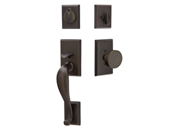 Emtek Rectangular Sectional Mortise Entry Handleset Medium Bronze Patina MB