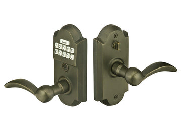 Emtek Sandcast Bronze Keypad Leverset Medium Bronze Patina MB