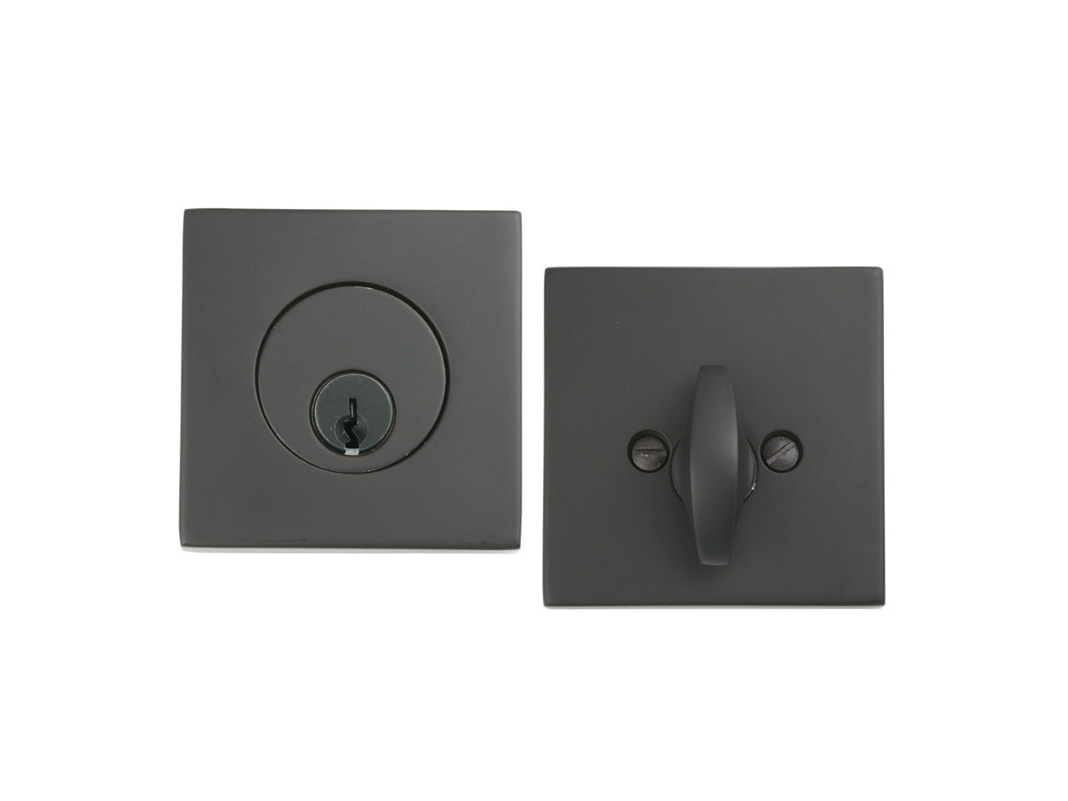 Emtek Brass Square Deadbolt Flat Black US19