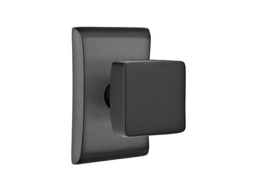 Emtek Square Brass Knob Flat Black US19