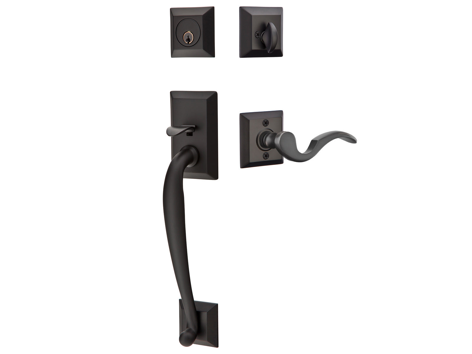 Emtek Franklin Tubular Entry Handleset Flat Black US19