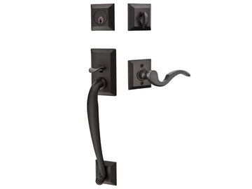 Emtek Franklin Tubular Entry Handleset Flat Black US19