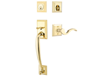 Emtek Franklin Tubular Entry Handleset Polished Brass US3