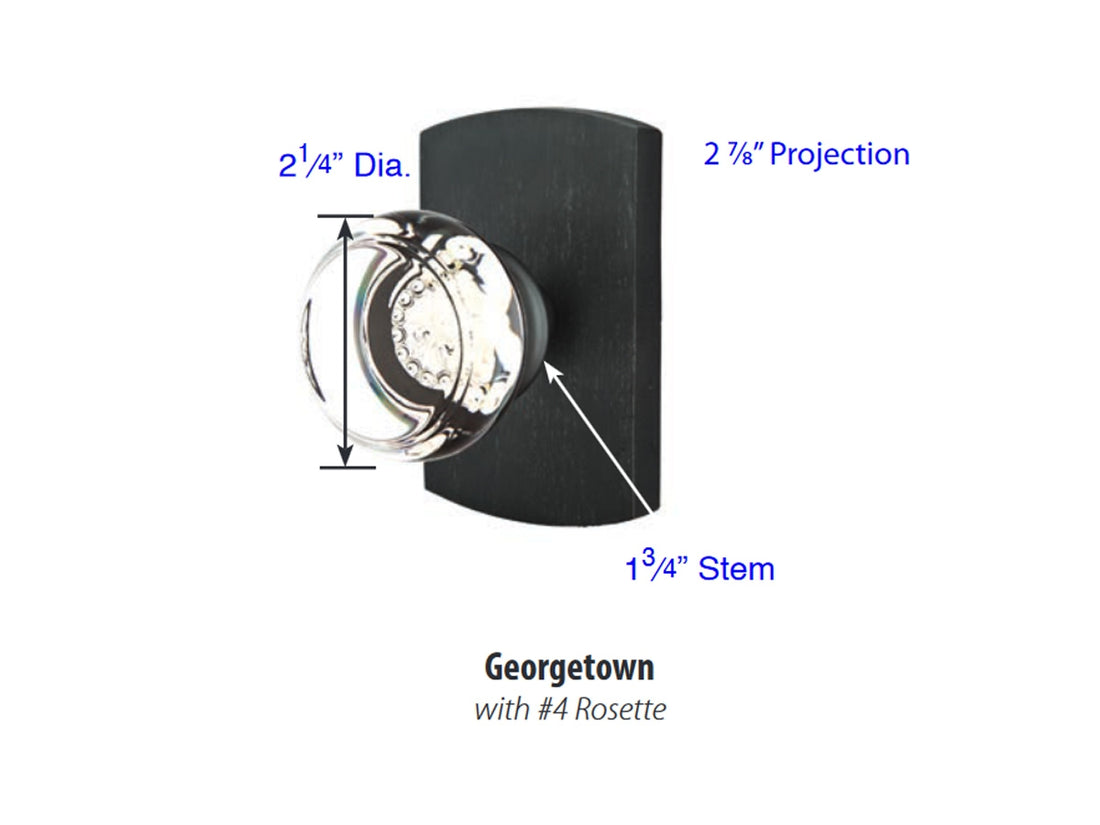 Emtek Georgetown Crystal Knob - Dimensions