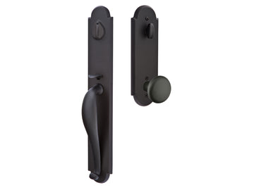 Emtek Greeley Tubular Entry Handleset Flat Black Bronze Patina FB