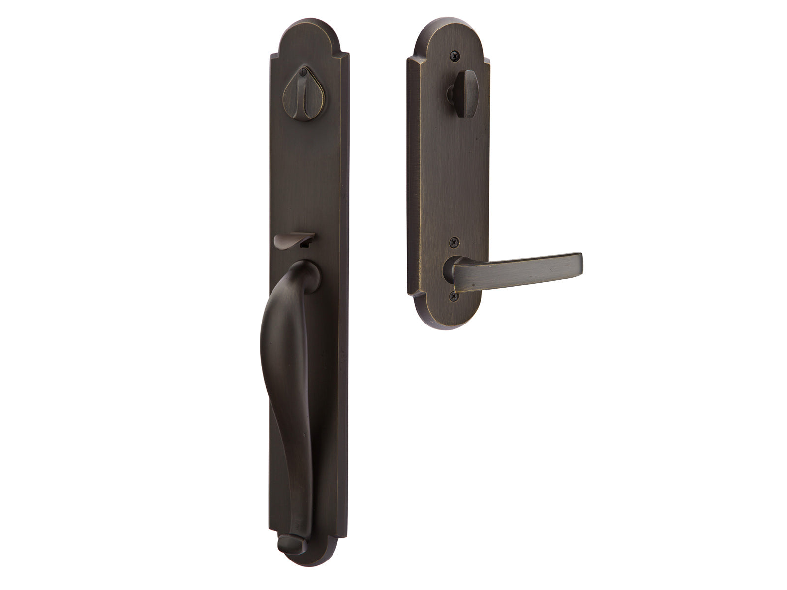 Emtek Greeley Tubular Entry Handleset Medium Bronze Patina MB
