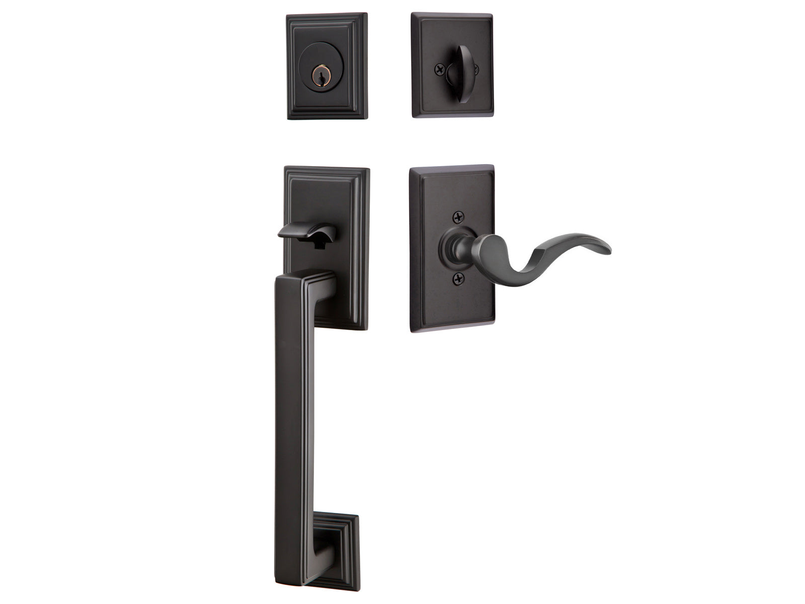 Emtek Hamden Tubular Entry Handleset Flat Black US19