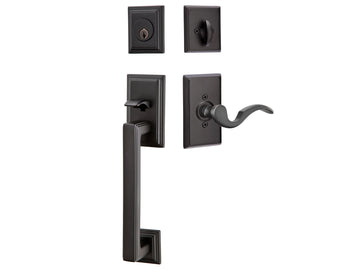 Emtek Hamden Tubular Entry Handleset Flat Black US19