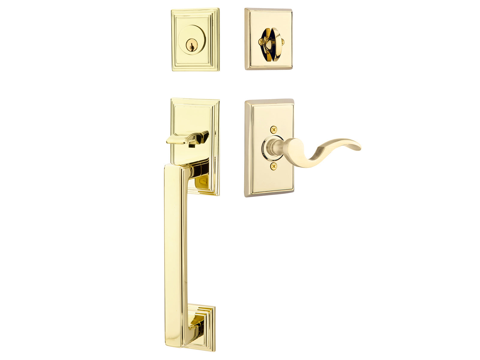 Emtek Hamden Tubular Entry Handleset Polished Brass US3