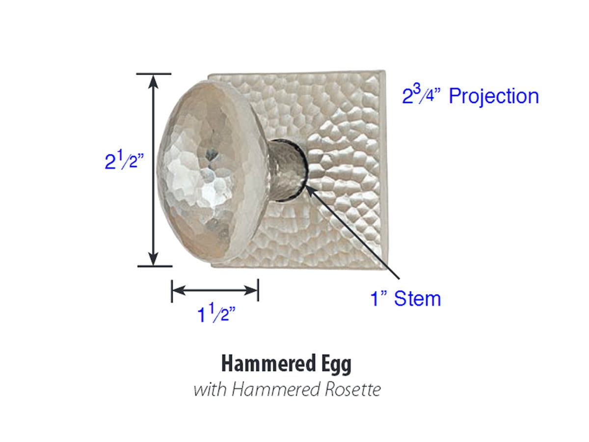 Emtek Hammered Egg Brass Knob - Dimensions