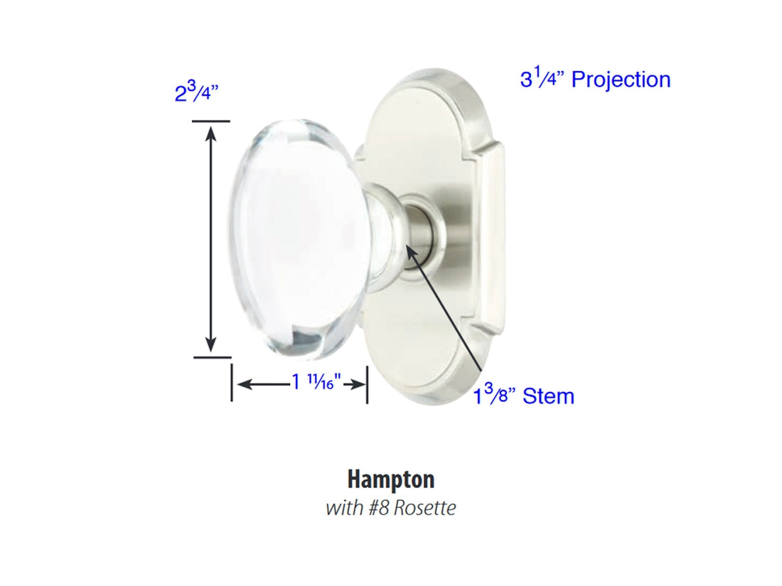Emtek Hampton Crystal Knob - Dimensions