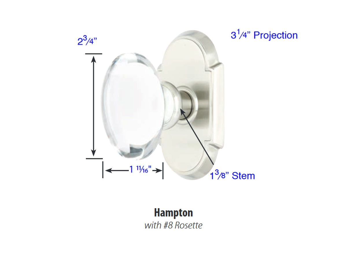 Emtek Hampton Crystal Knob - Dimensions