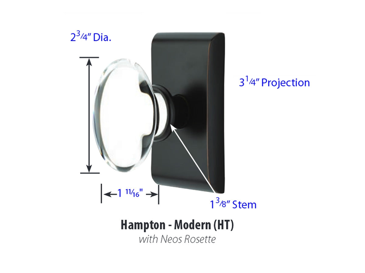 Emtek Hampton Crystal Modern Knob - Dimensions
