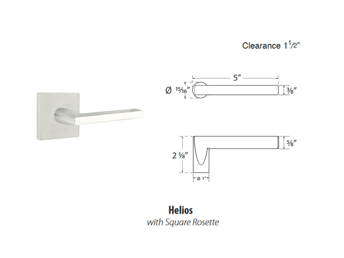 Emtek Helios Stainless Steel Lever - Dimensions