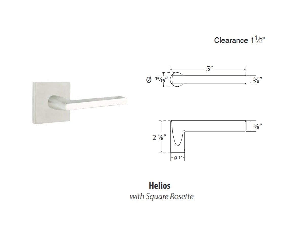 Emtek Helios Stainless Steel Lever - Dimensions