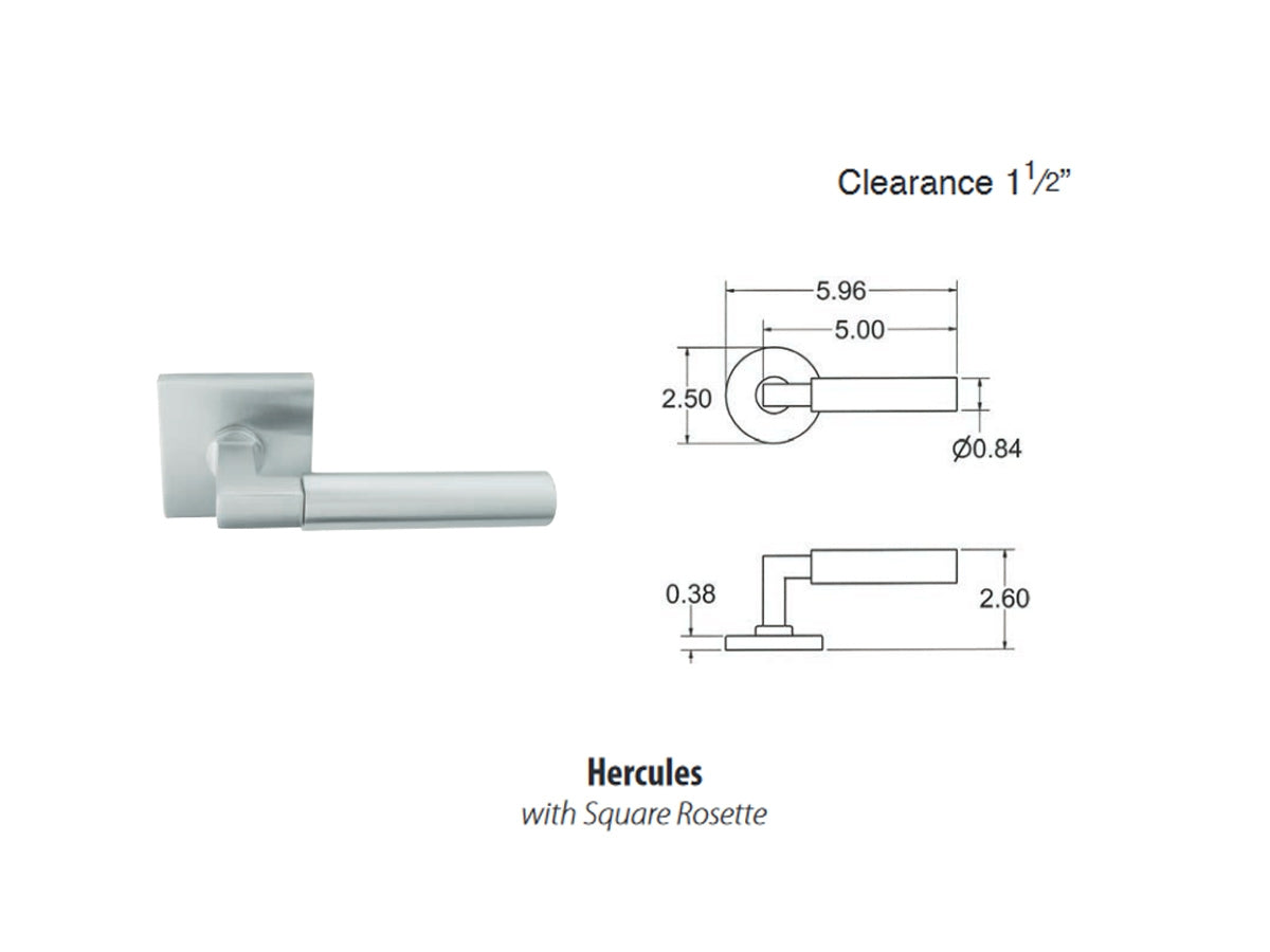 Emtek Hercules Stainless Steel Lever - Dimensions