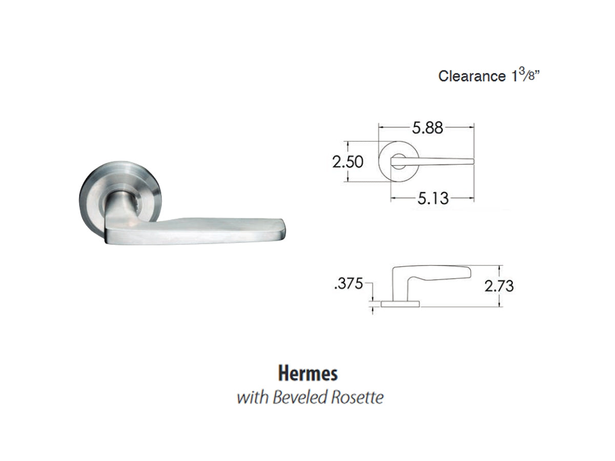 Emtek Hermes Stainless Steel Lever - Dimensions