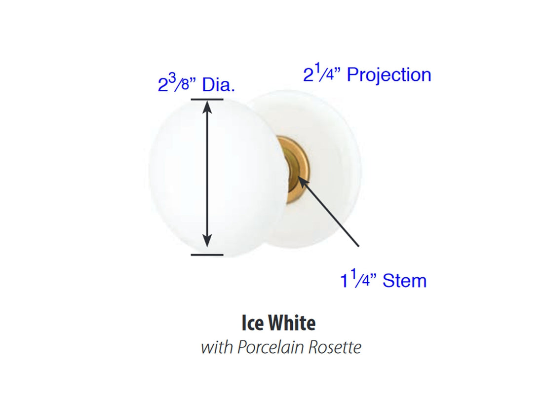 Emtek Ice White Porcelain Knob - Dimensions