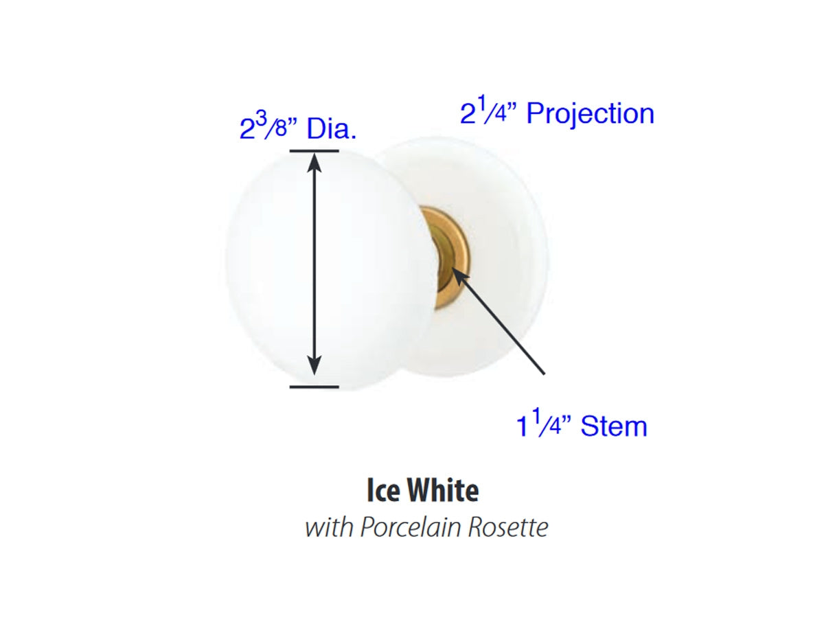 Emtek Ice White Porcelain Knob - Dimensions