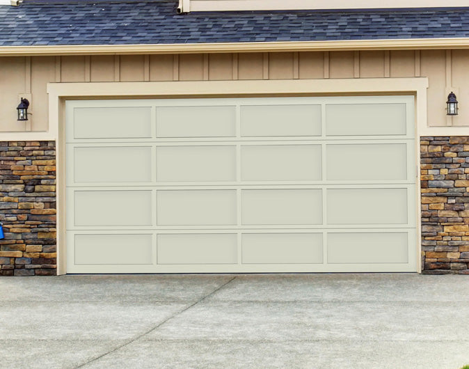 CHI Full-View Aluminum Insulated Modern Garage Doors in Powder Coated Ivory