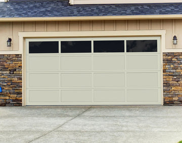 CHI Full-View Aluminum Insulated Modern Garage Doors with Top Glass in Powder Coated Ivory