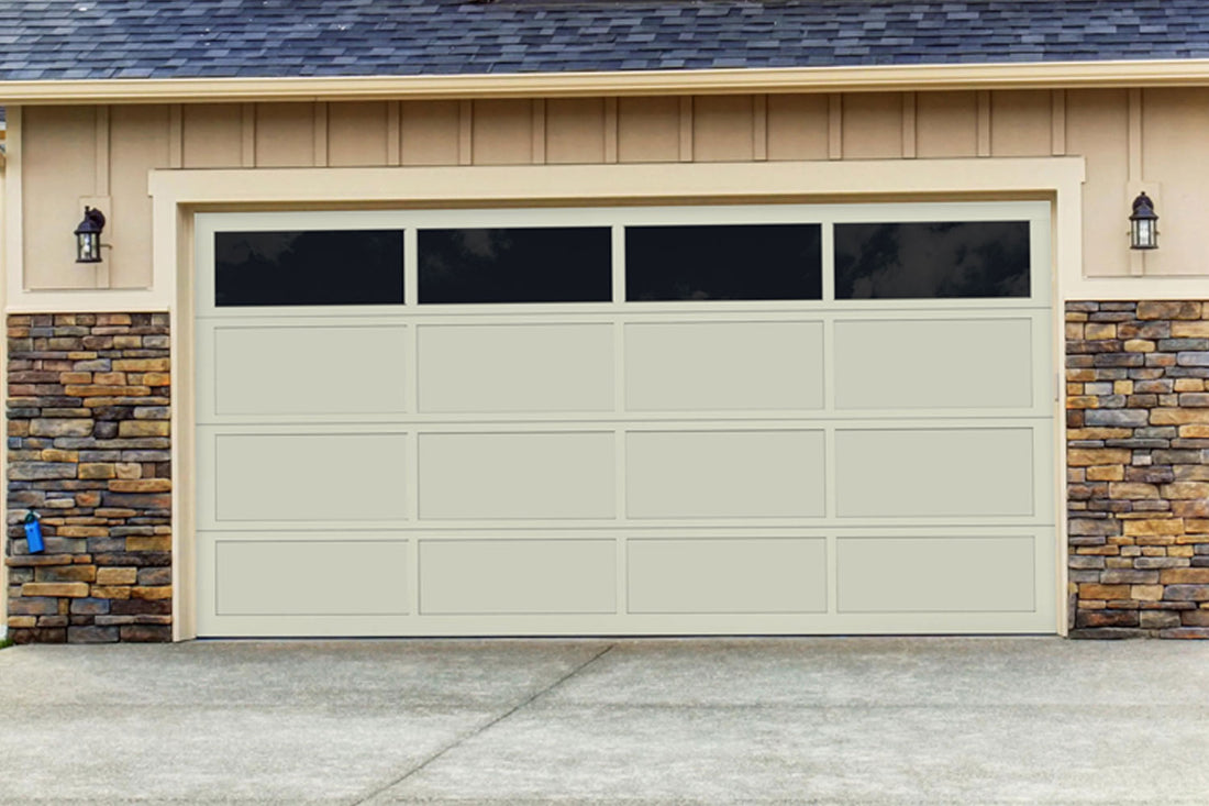 CHI Full-View Aluminum Insulated Modern Garage Doors with Top Glass in Powder Coated Ivory