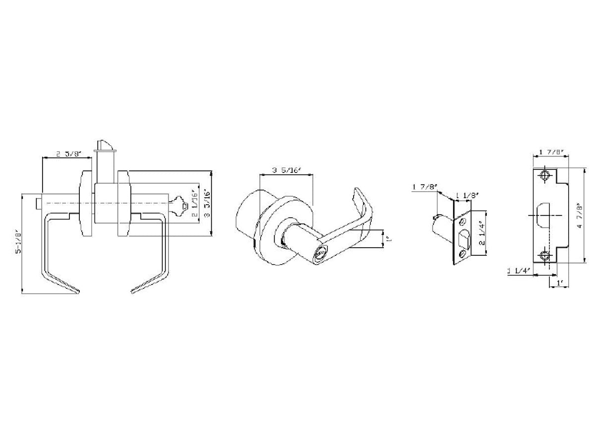 Sure-Loc Jackson Grade 2 Cylindrical Lever - Dimensions