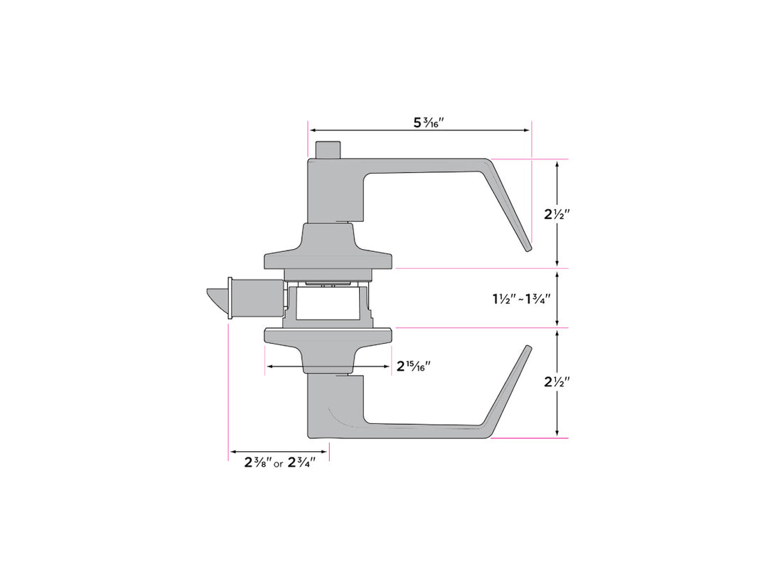 Sure-Loc Jackson Grade 2 Tubular Lever - Dimensions