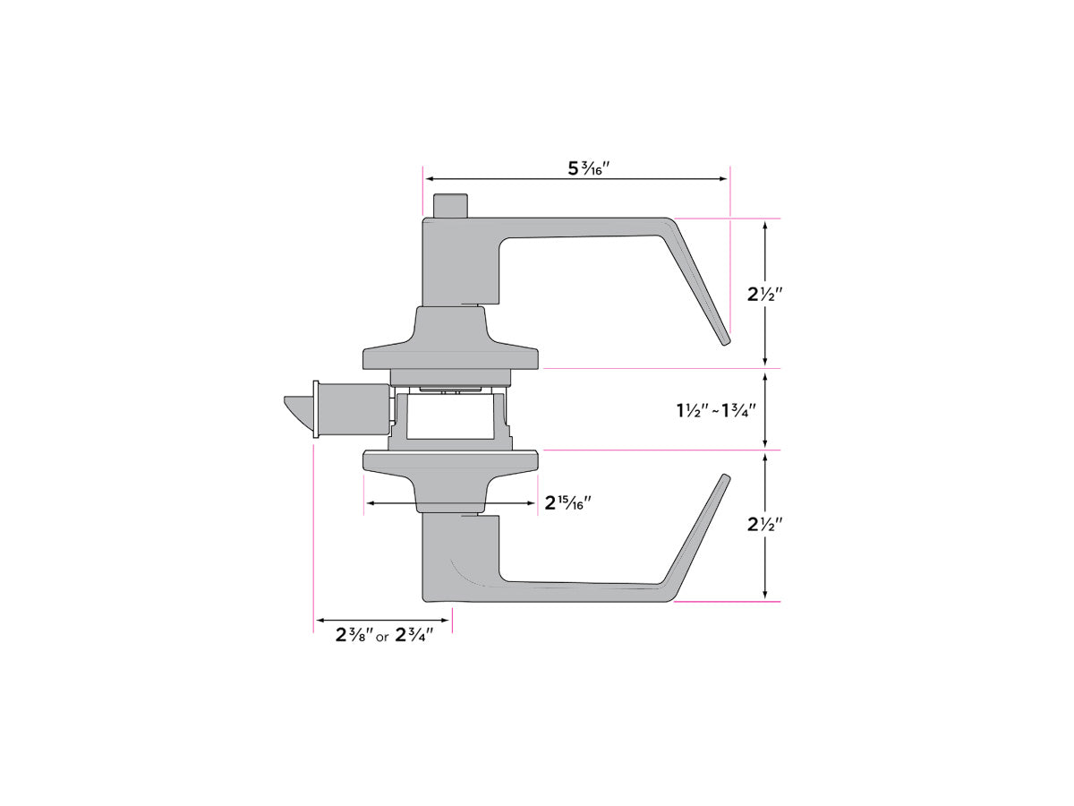 Sure-Loc Jackson Grade 2 Tubular Lever - Dimensions