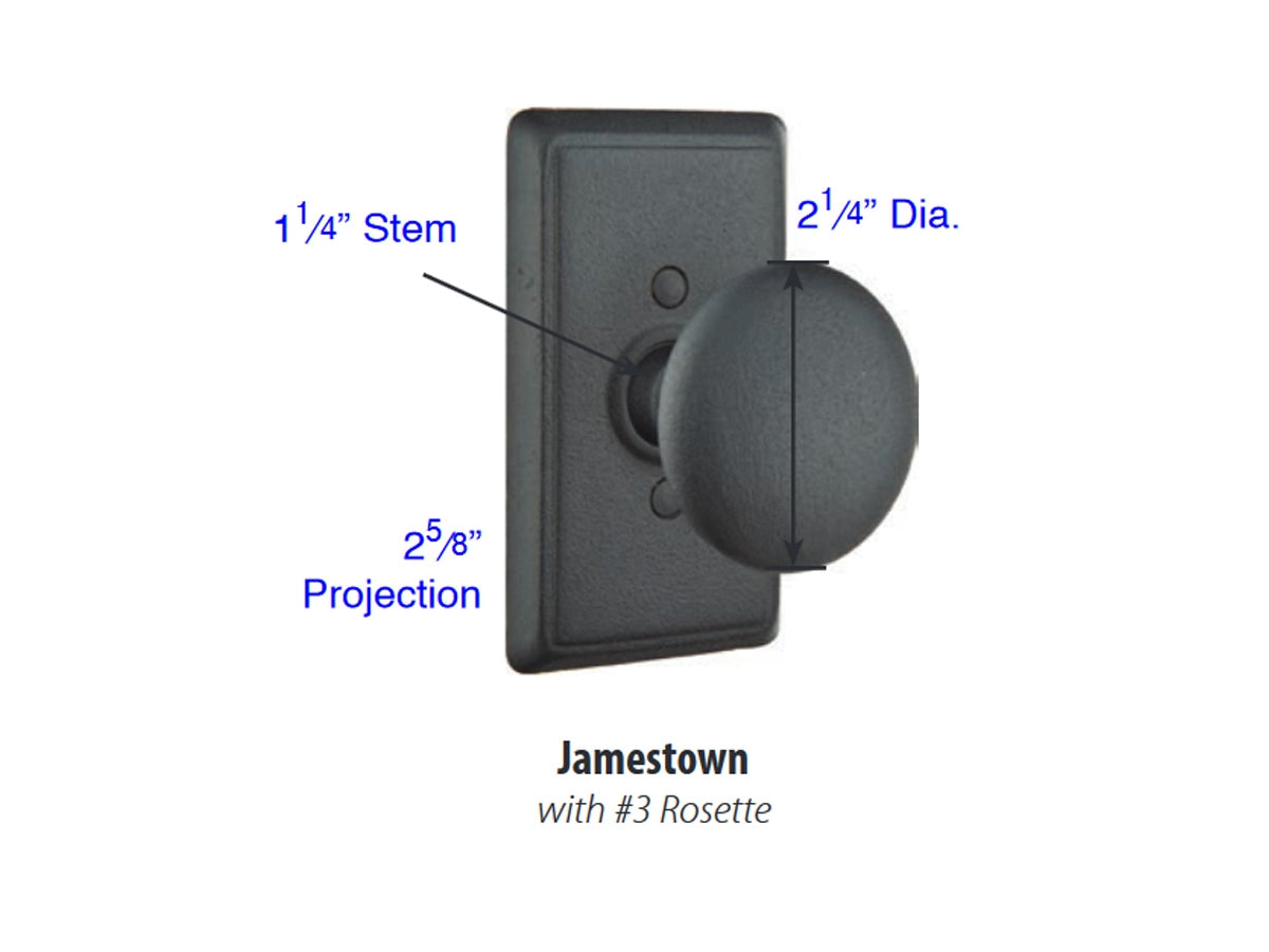 Emtek Jamestown Knob - Dimensions