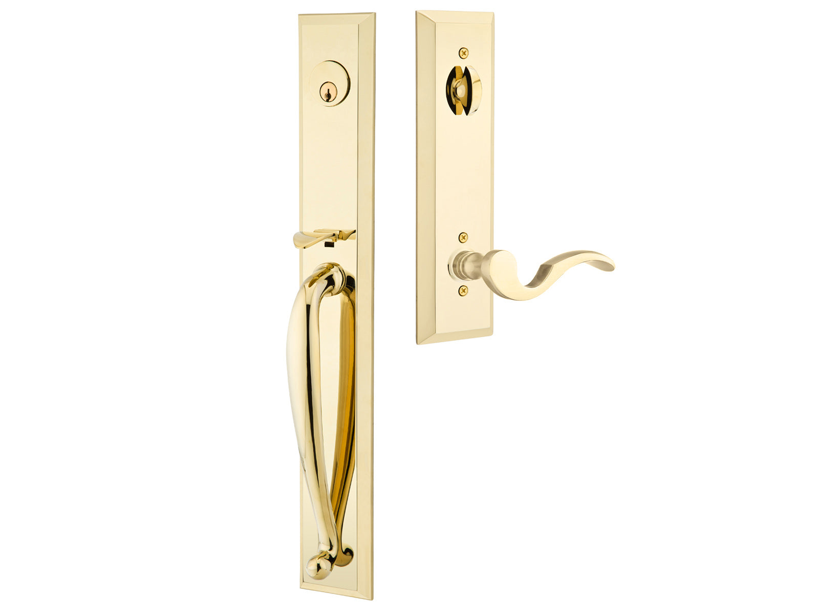 Emtek Jefferson Tubular Entry Handleset Polished Brass US3