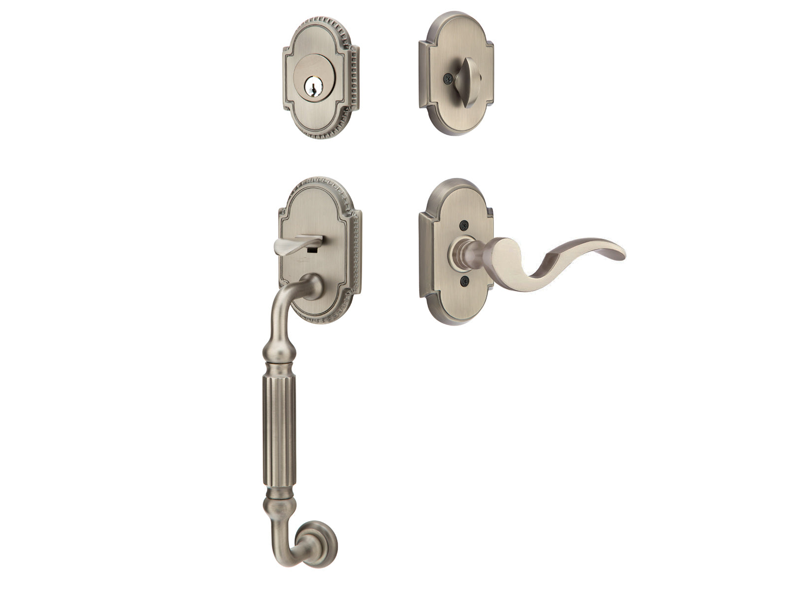 Emtek Knoxville Tubular Entry Handleset Pewter US15A