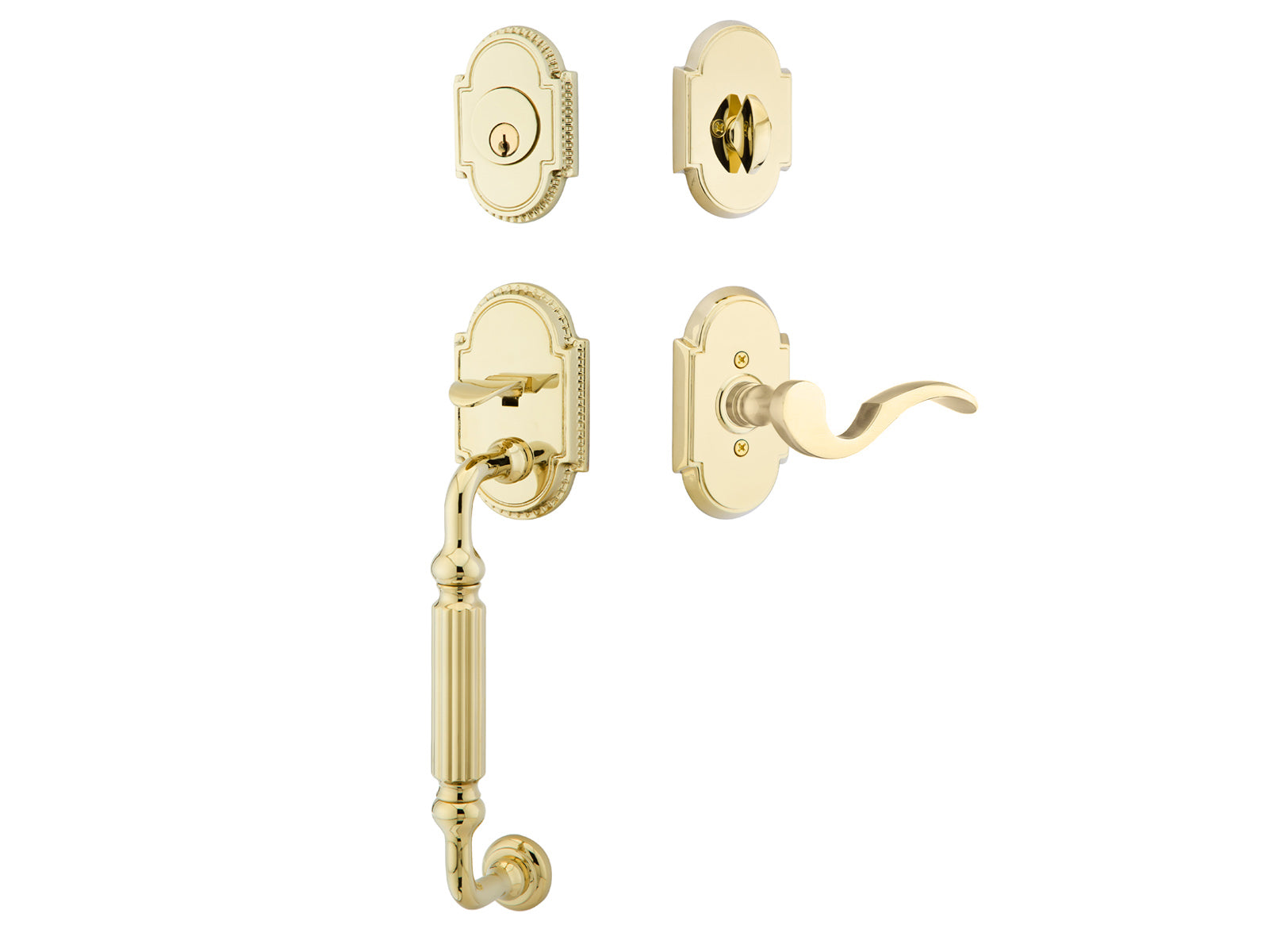 Emtek Knoxville Tubular Entry Handleset Polished Brass US3