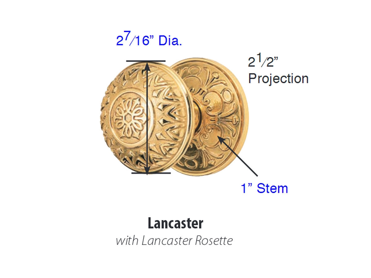 Emtek Lancaster Brass Knob - Dimensions