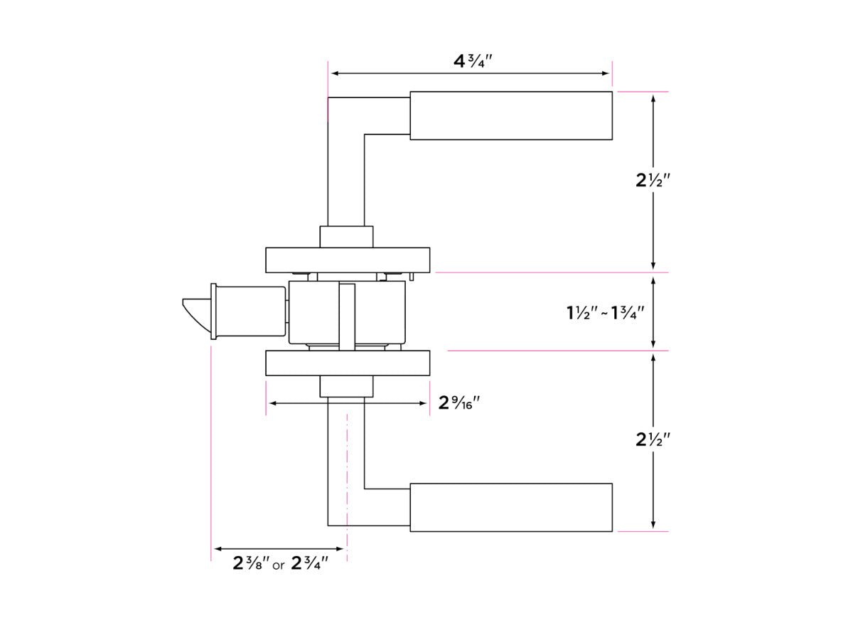 Sure-Loc Levanto Interior Door Lever - Dimensions