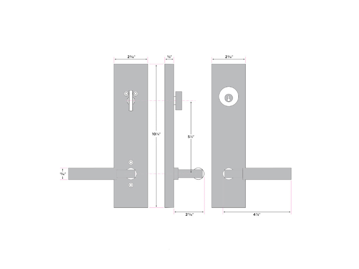 Sure-Loc Levanto Sideplate Handleset - Dimensions