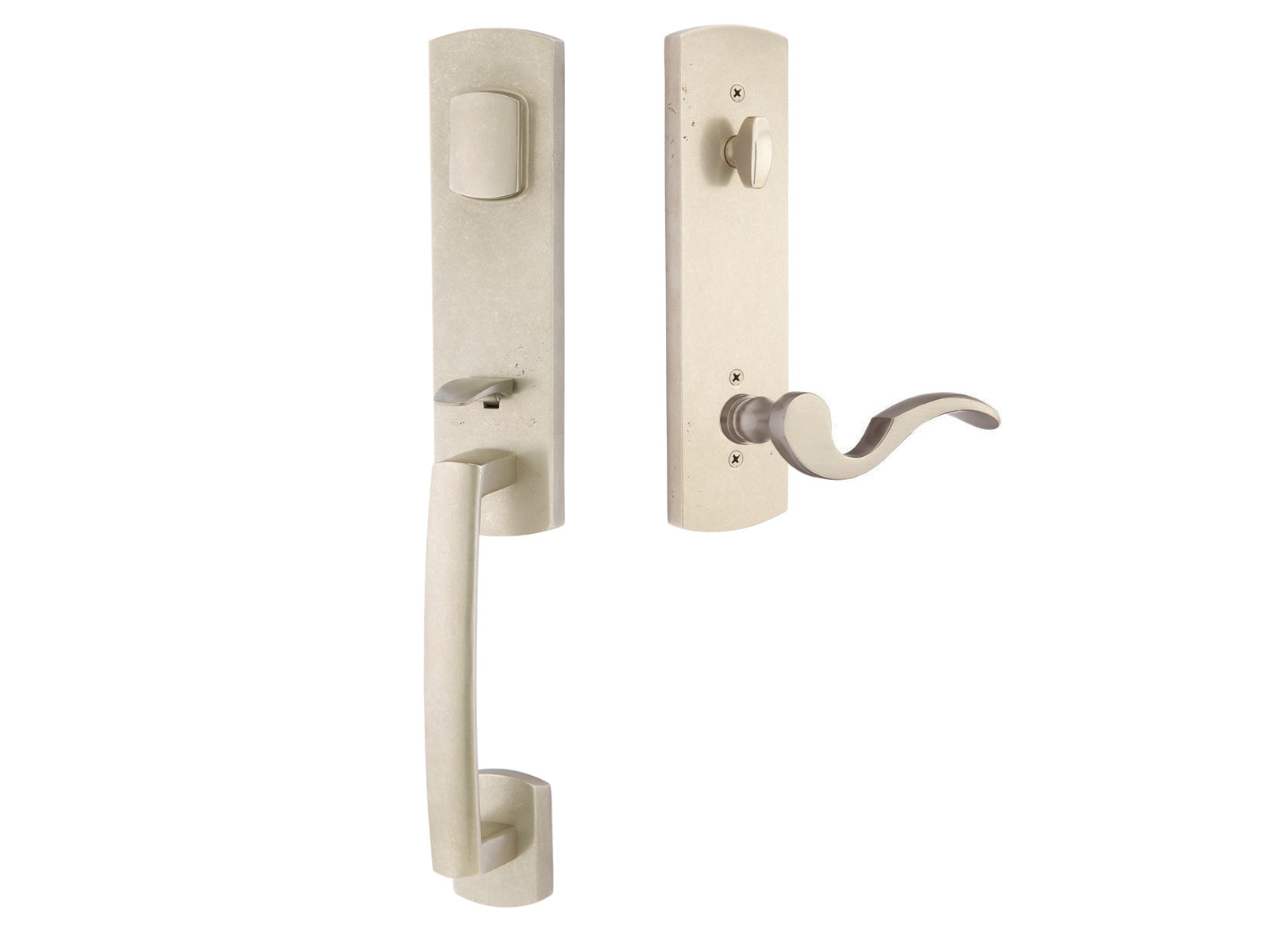 Emtek Logan Tubular Entry Handleset Tumbled White Bronze TWB