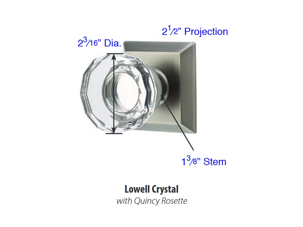 Emtek Lowell Crystal Knob - Dimensions